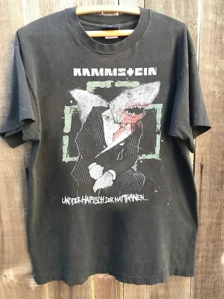 

Rammstein Haifisch 90-х Угольный Графический Короткий Рукав Размер S-5XL Унисекс Футболка L