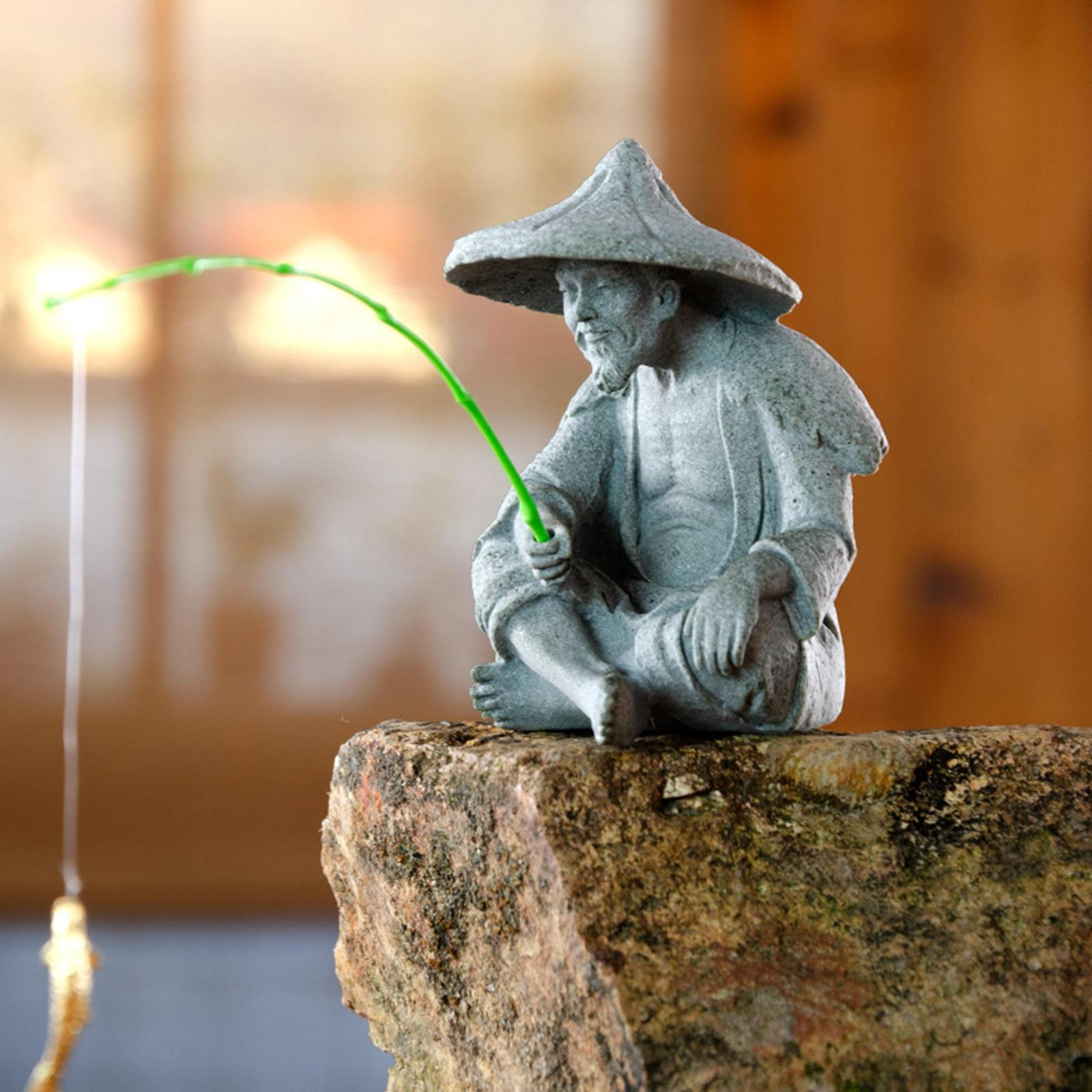 

Fish Tank Traditional Fisherman Resin Sculpture Ornament , Fairy Garden Use Moderate