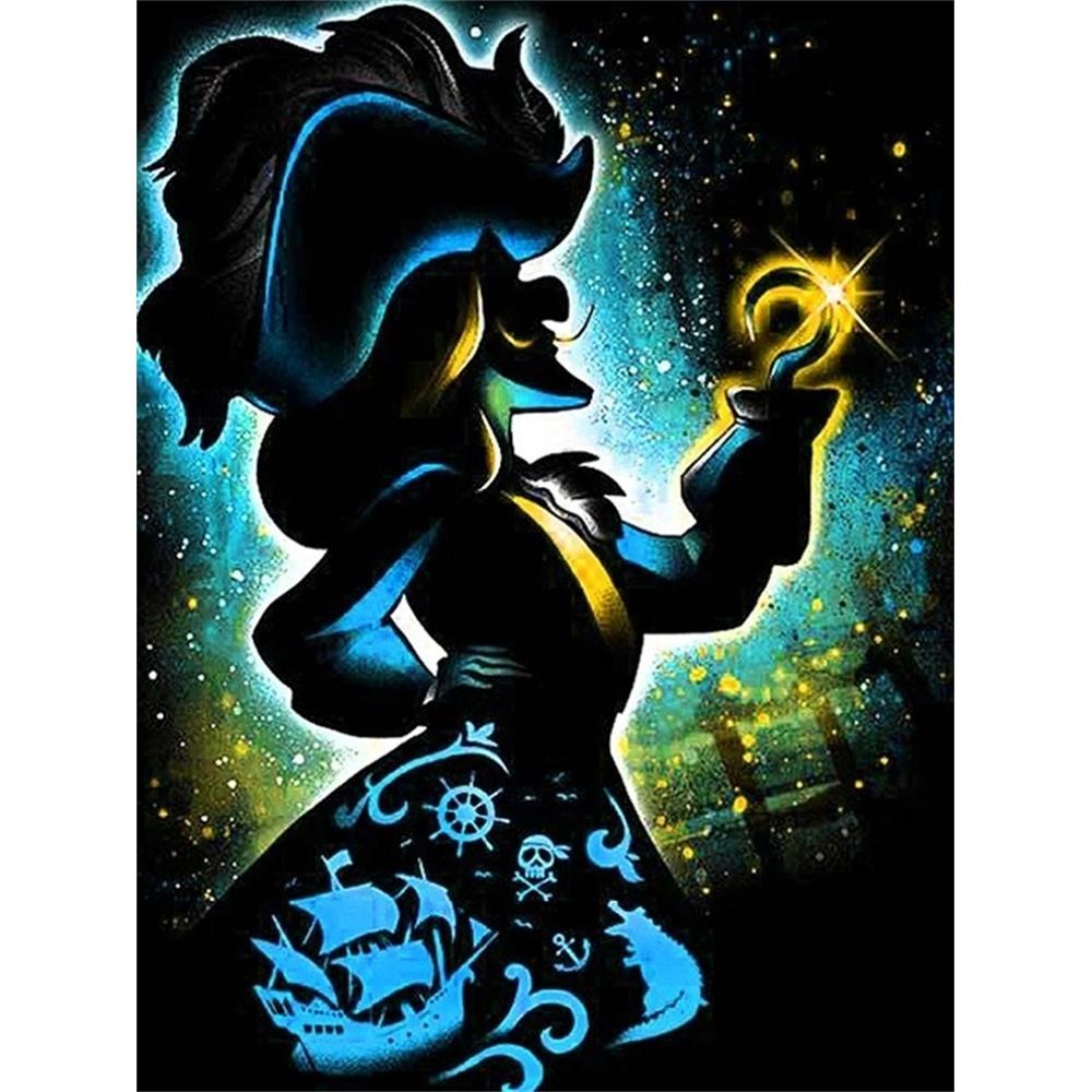 

Disney Captain Hook Diamond Painting Neon Art Illustration 5D DIY Diamond Painting and Embroidery Set Round Diamond Art Mosaic Home Decor Round 20x30cm