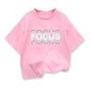 Summer Kids Cotton High Quality Casual Sports Loose Oversized Funny Focus Print Round Neck Short Sleeved Tshirt Boys Girls Tops