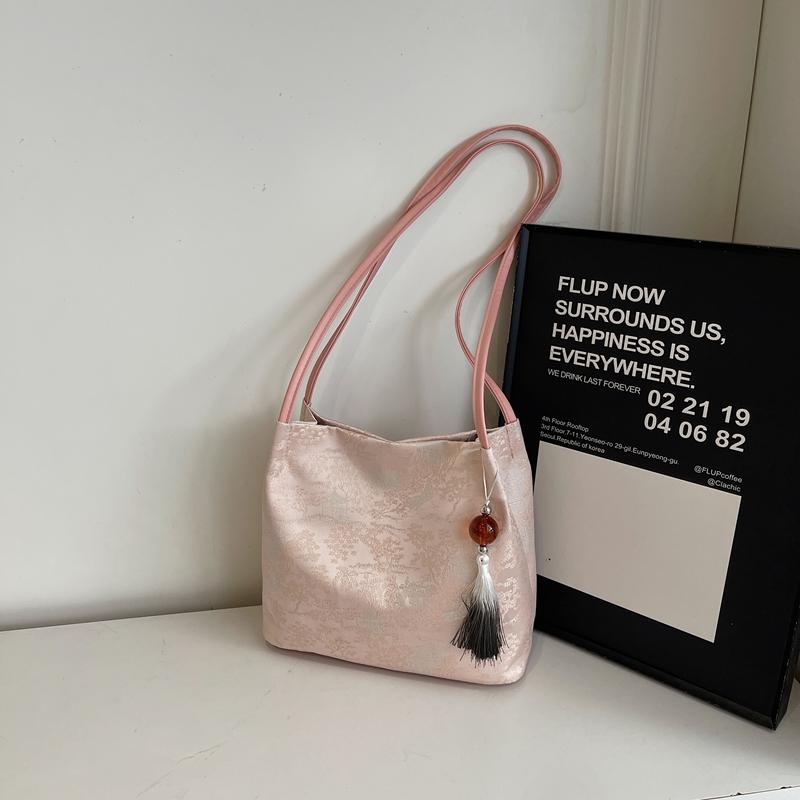 Embroidery Shoulder Bag Women's Underarm Bag Commuter Tote Bag