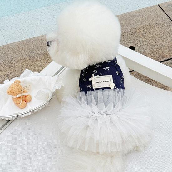 huaqianguhh White Tutu Dog Dress, Floral Sleeveless Princess Style Summer Pet Outfit for Small Dogs Teddy Bichon Frise