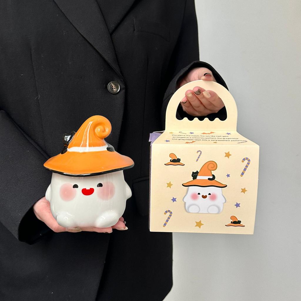 Birthday Gifts High Looking Strange Ghost Mug with Lid Ceramic Cup Gift for Girls