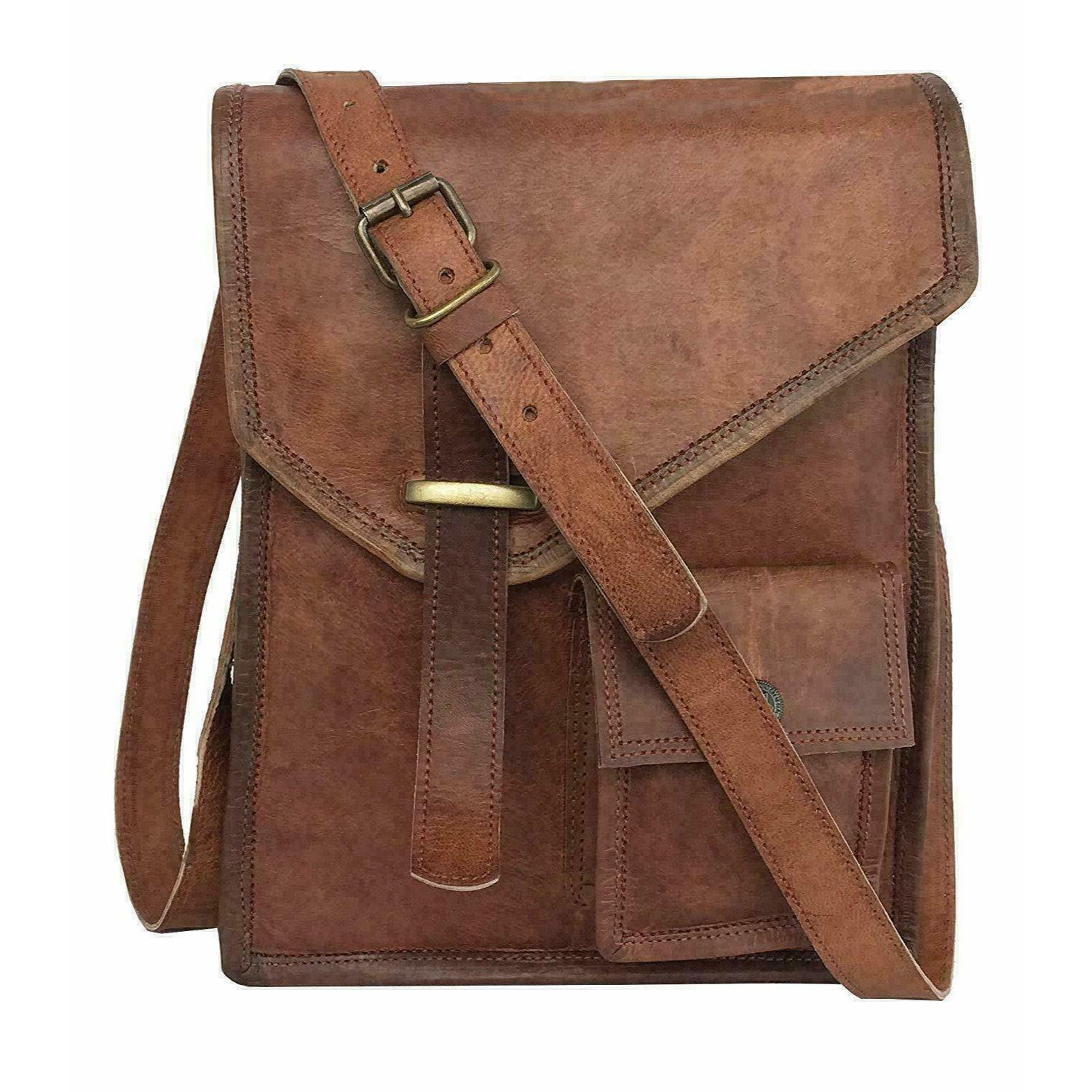 Новая кожаная винтажная мужская сумка-мессенджер на плечо — фото 3