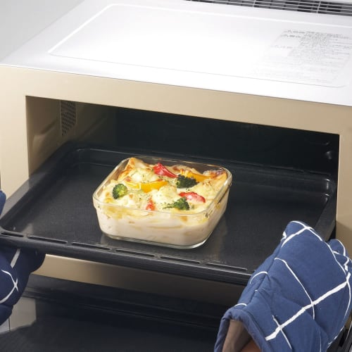 Iwaki Pack & Microwave Storage Container, Shallow, Large, 1.2L, White, Freezer-Safe, Oven-Safe, N3248-W