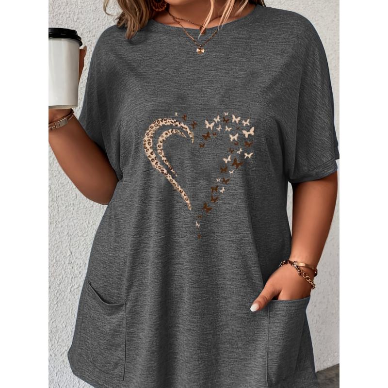 Modisches und elegantes bedrucktes T-Shirt für Damen in großer Größe