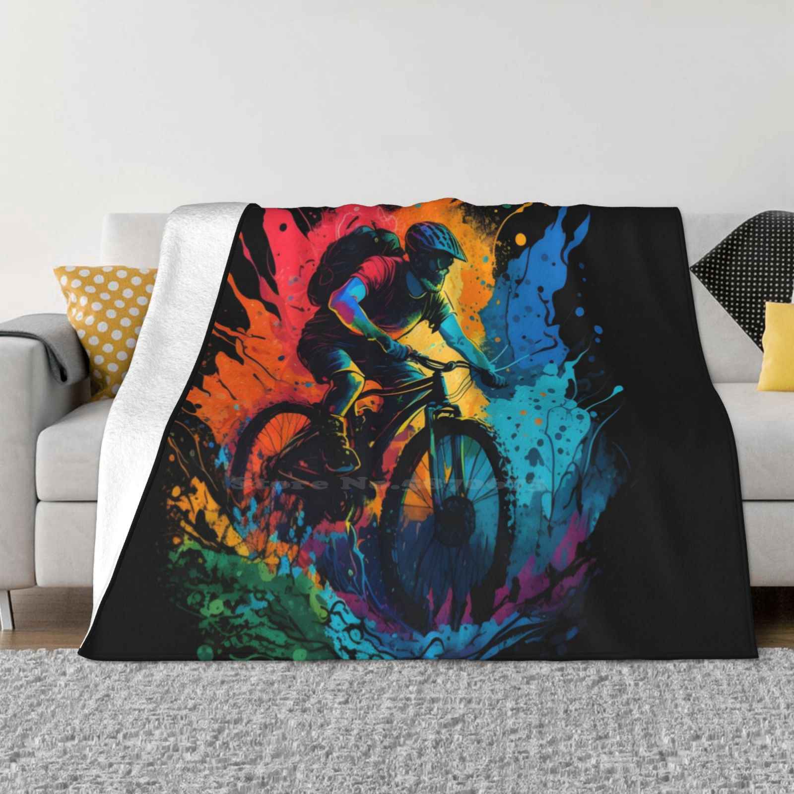 Mtb Mountain Bike Downhill Art Low Price New Print Novelty Fashion Soft Warm Blanket Mtb Cycling Bicycle Downhill Cyclist 30x40in