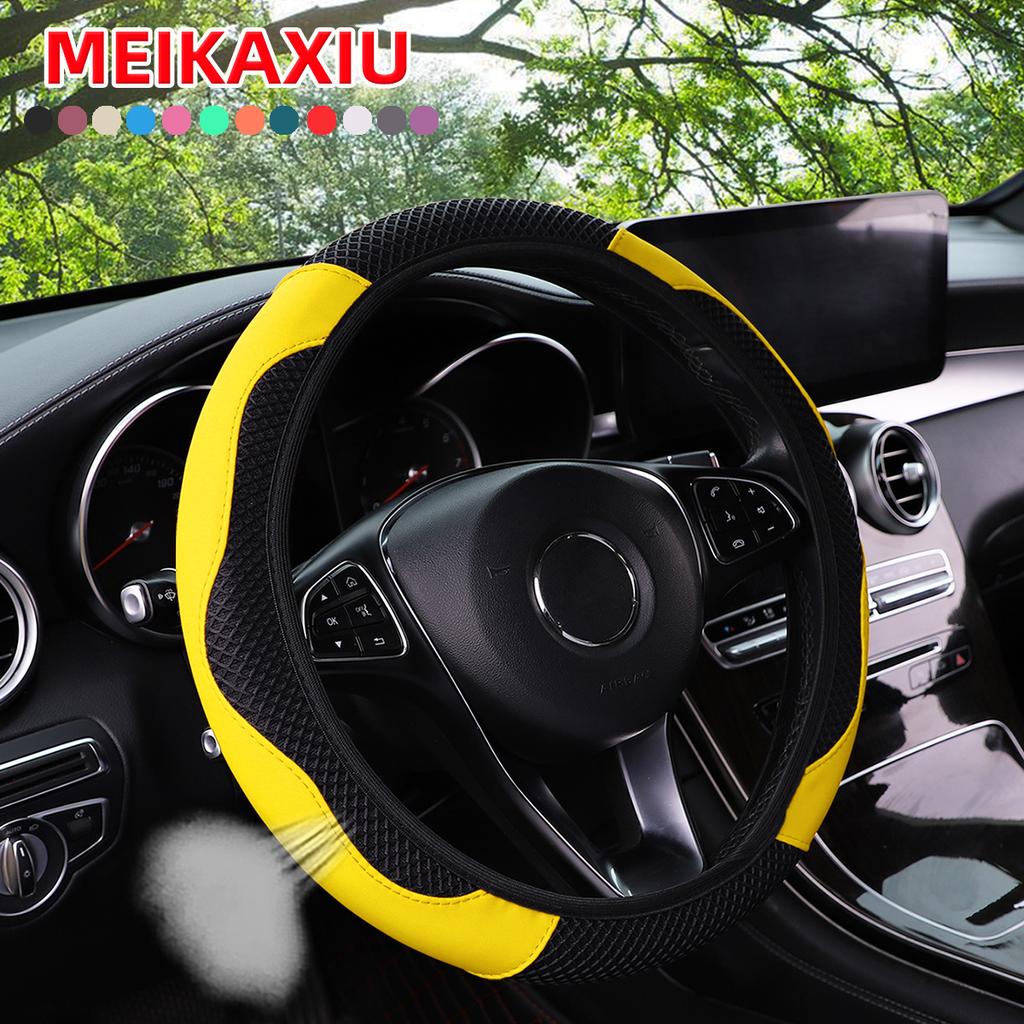 3D Mesh PU Leather Steering Wheel Cover for Women Rimless Design Car Accessory Innovative Decorative 37-38CM Three-Dimensional