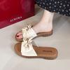 Non-slip Outer Wear Fashion Popular Versatile Slippers Women 2025 Summer New Casual Flat Bow One-word Drag Women