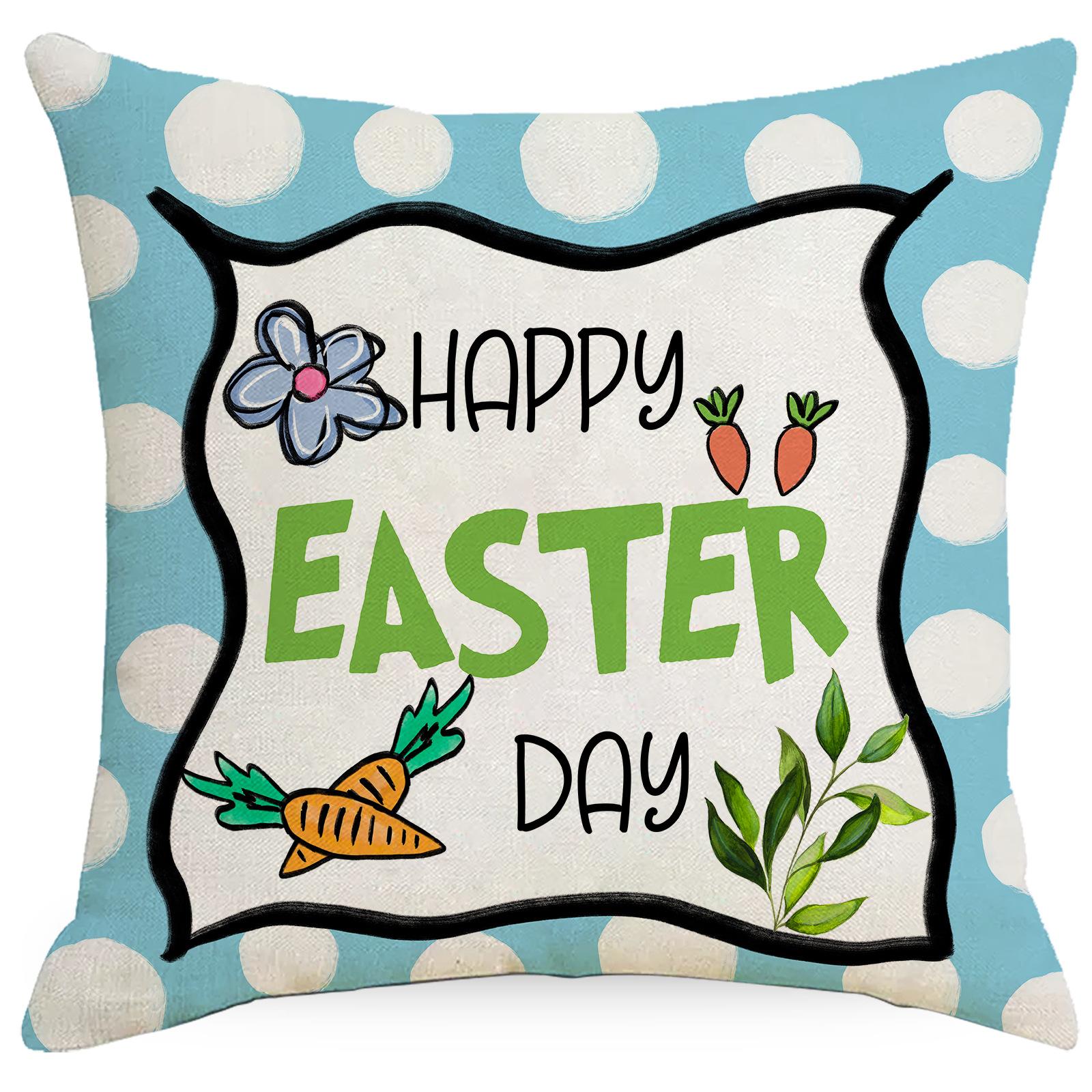 

Easter Pillow Home Set Combination Cross Print Square Pillow Cushion Linen Breathable Cushion 45 * 45Cm