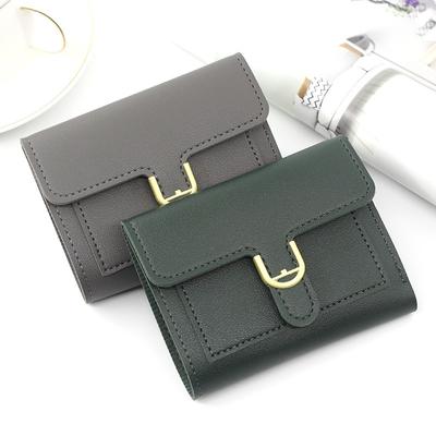 Women's Wallet Short Small Three-fold Simple Solid Color Coin Purse Bank Card Bag Coin Clutch