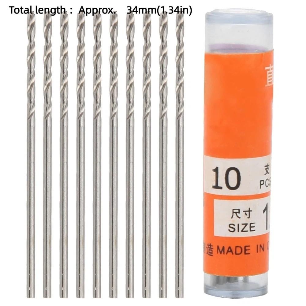 10pcs Micro Size Twist Drill Bit Straight Shank High Speed Steel 4241 Drill Bit Hand Tools