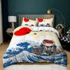 Japanese Style Duvet Cover Pillowcase 3D Pattern Ukiyo-E Wave Bedding Set Adult Bedroom Decoration Single Double Large Size