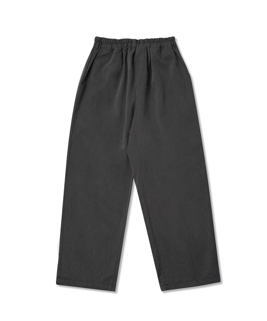 UNLC [Summer Fabric] Semi-Wide Crop Elastic Waist Slacks (Gray)