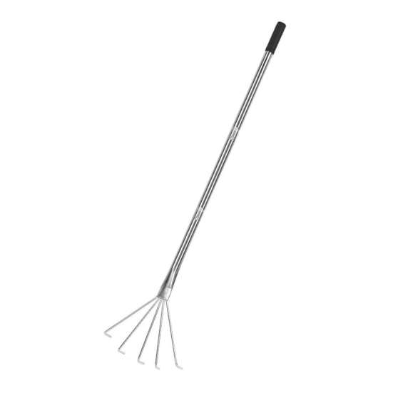 Handheld Weeding Rake Stainless Steel Hand Rake with 5 Teeth Heavy Duty Gardening Rake for Cultivating Loosening Soil Spreading Mulch