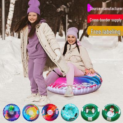 Thickened 95CM Inflatable Snow Tube: Cold-Resistant, Anti-Rollover Ski Pad for Outdoor Use