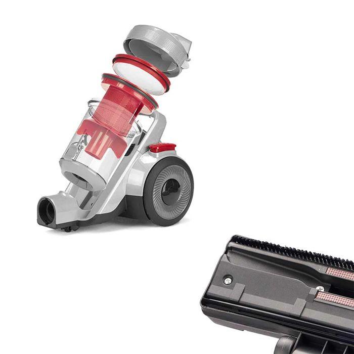 DAM Aspirateur cyclonique à roues 900W de puissance et 1500 ml de capacité. 25,5x36,3x27,5 Cm. Couleur : Gris