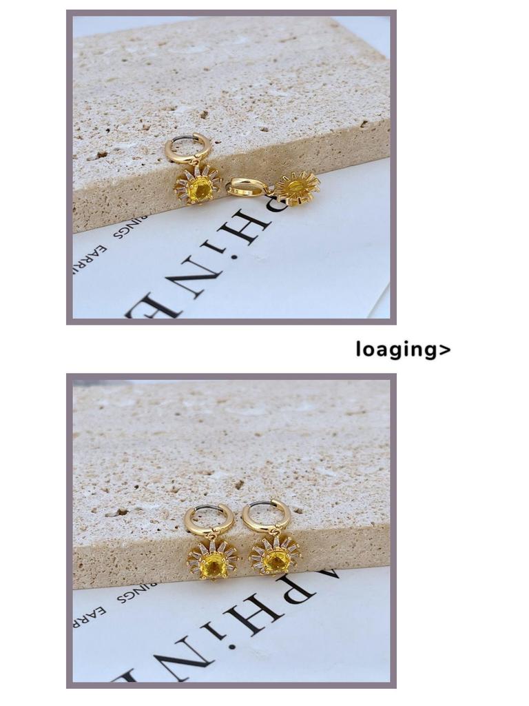 Trendy Luxury Zircon Flower Metal Earrings