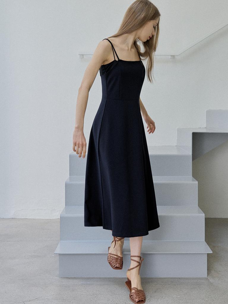 Avang Navy Sleeveless A-Line Long Dress - Navy