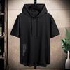 Solid Color Men's Hooded Short Sleeved T-shirt, Men's Summer Breathable Loose Hooded Sweatshirt, Men's Thin Fit Pullover Half Sleeved Sweatshirt