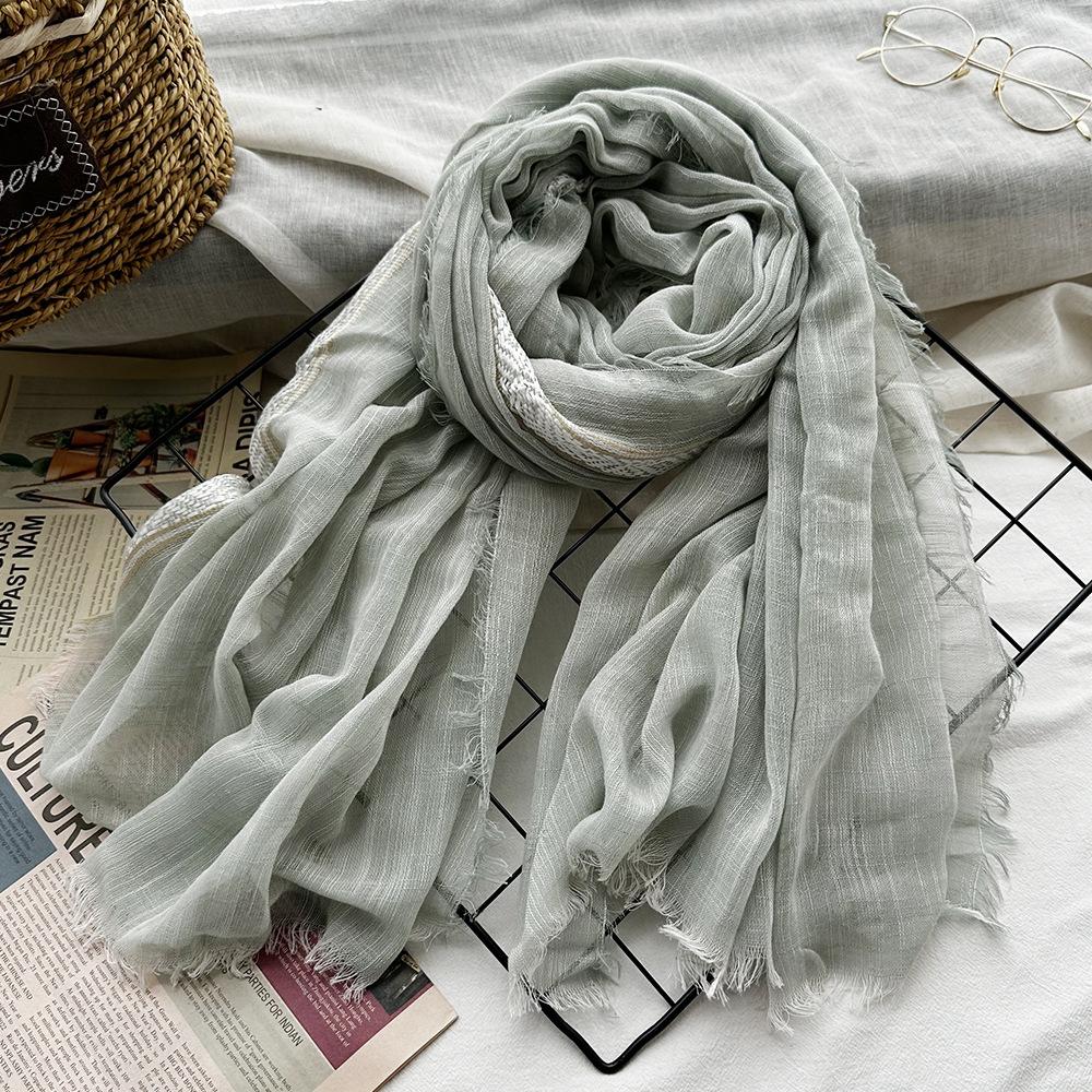 New Cotton-blend Scarf for Summer Scarf Jacquard Lace Short Beard Long Scarf Sun Shawl