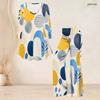 Women Plus Size Round Neck Three Quarter Sleeve Printed Flared Top And Flared Pants Two Piece Set