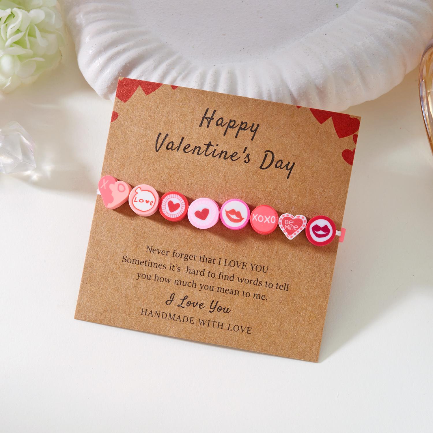 

Romantic Heart Beaded Couple Bracelet for Women Men Handmade Soft Clay Pottery Bracelets Lover Valentine s Day Charm Zircon