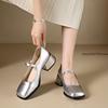Fashion 2025 Spring Autumn Female Pumps Korean Fashion Square Heel Thick Heel One Pedal Casual Flats Shoes Women MARY JANES