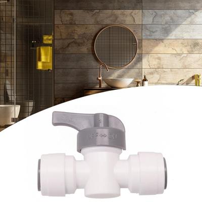 Grey Reliable Shut Off Valve High Quality for John Guest Acetal Copolymer Water Purifier Joint 3/8 Inch OD Stop Tap