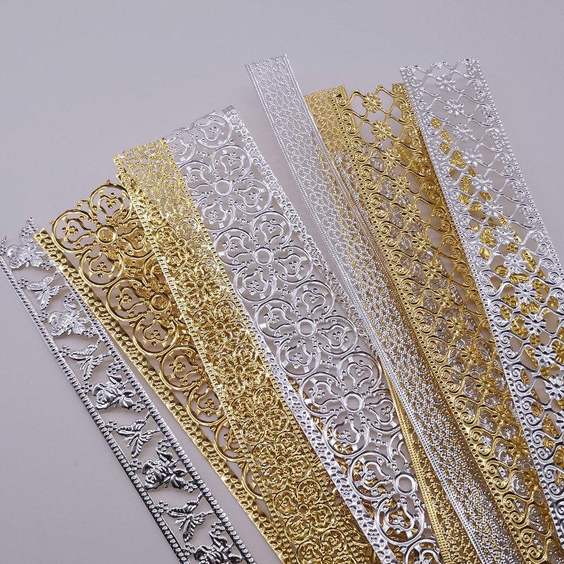Decorative Wrought Iron Lace Strips In Gold & Silver for Photo Frames