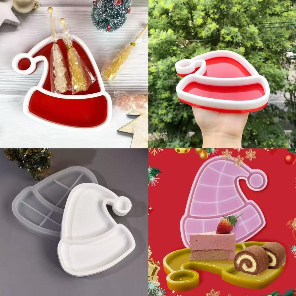 1Pc Christmas Resin Molds Silicone for Epoxy Resin Santa Hat Storage Container Resin Mold for Clay Plaster Gypsum Cement Molds