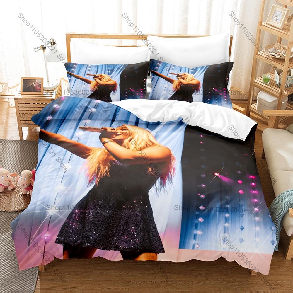 Housse de couette Freya Skye + 2 taies d'oreiller, Ensemble de literie imprimé chanteuse actrice britannique Tissu doux Décoration de chambre à coucher Cadeau pour la famille de Freya