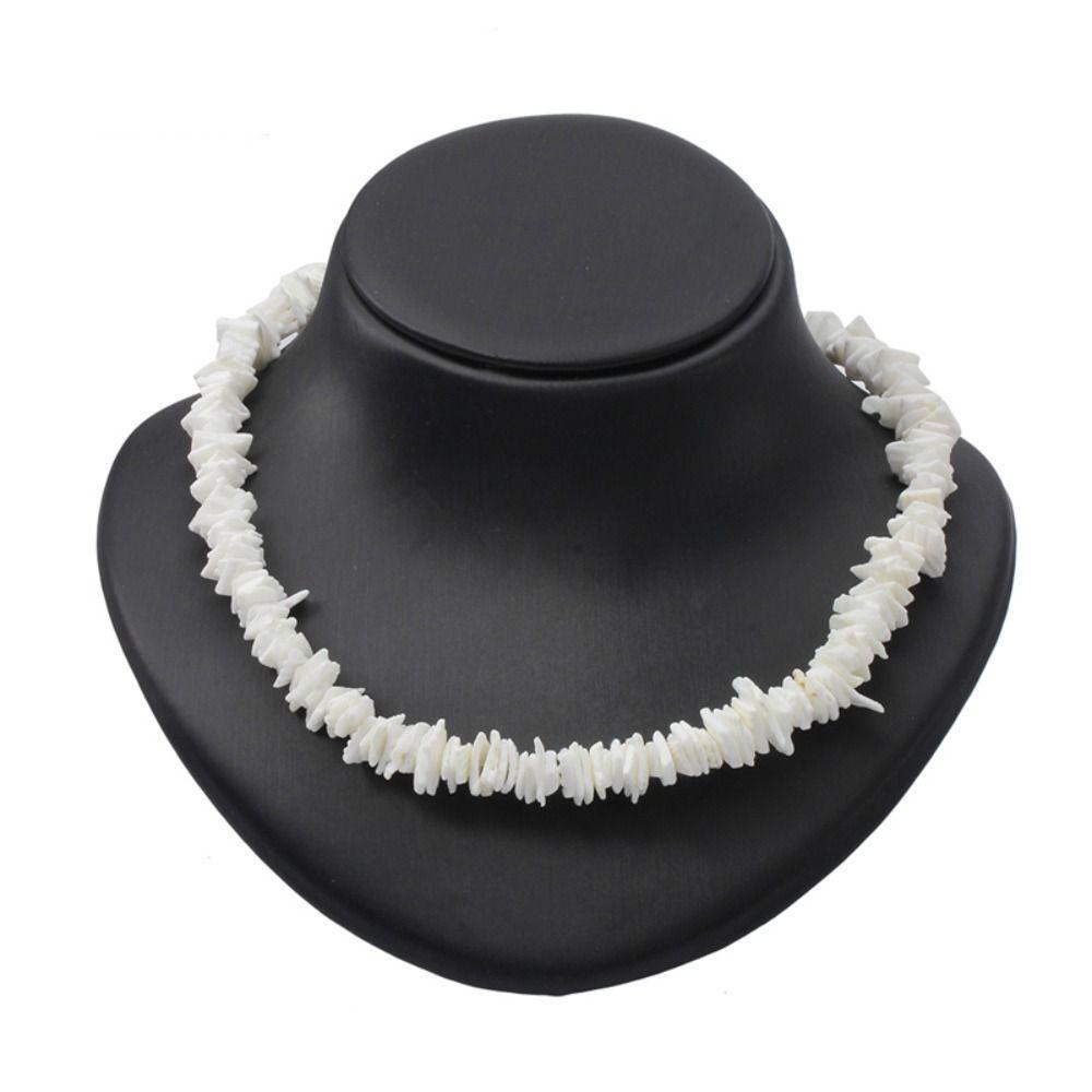 

Irregular Shell Necklaces Natural Square Gravel Chip Choker Shell Beaded Chain Neck Jewelry White