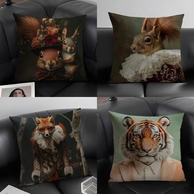 Nordic Fashion Animal Pillow Case Linen Cushion Covers For Decorative Sofa Home Pillows Case Car Chair Pillows Cases