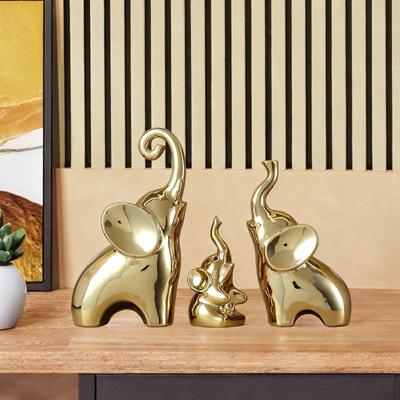 Estátuas de família de elefantes para decoração chique de casa