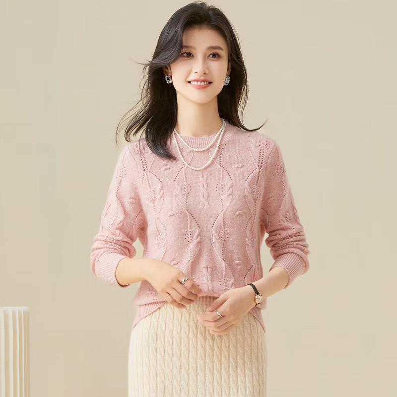 

Women s 2025 A/W 100% Cashmere Cable Knit Pullover Sweater L
