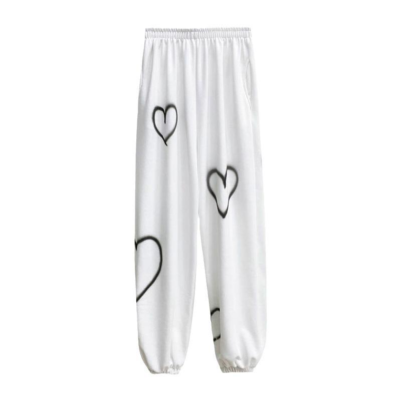 Women's High-Waist Slimming Love Heart Sports Pants - Trendy Spring/Summer Straight Casuals