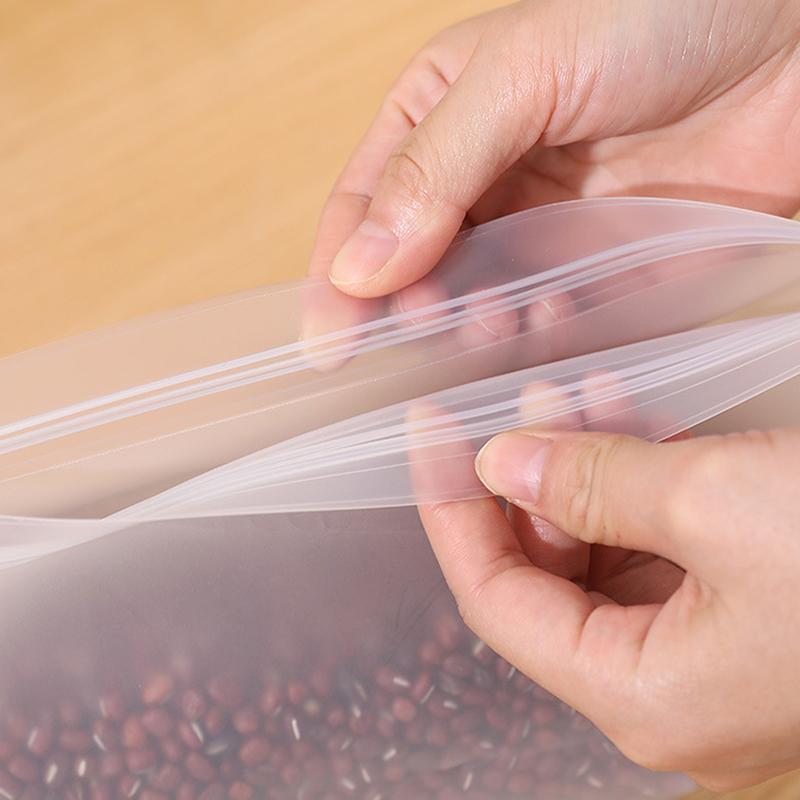 5Pcs Silicone Food Storage Containers Leakproof Stand Up Zip Shut Reusable Rolls Fresh-Keeping Food For Meat Fruits Vegetables