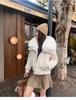 Women's Short Loose PU Winter Jacket Suede Bronzing Big Fur Collar