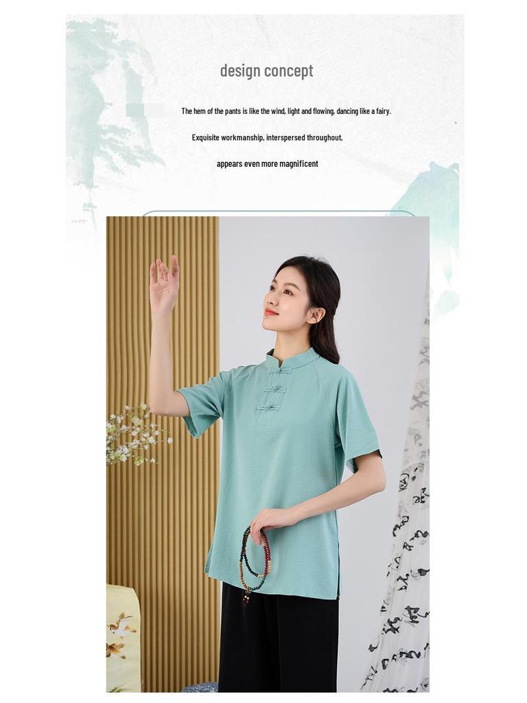 Letní oblek na Tai Chi a Zenový čaj 2025: Plus Size, Volný střih Meditační a buddhistické oblečení