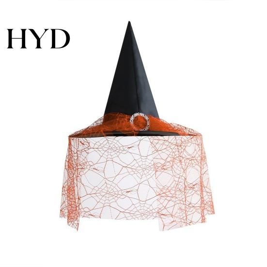 Holiday Costume Photo Prop Steeple Halloween Witch Hat, with Lace Edge, Lightweight Hat for Breathable Pointed Headwear, Cosplay Party Magician