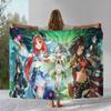 Classic Game Genshin Impact Cartoon Flannel Blanket,Ultra Soft Warm Plush Throw for Home Bedroom Bed Sofa Cover Office Camping