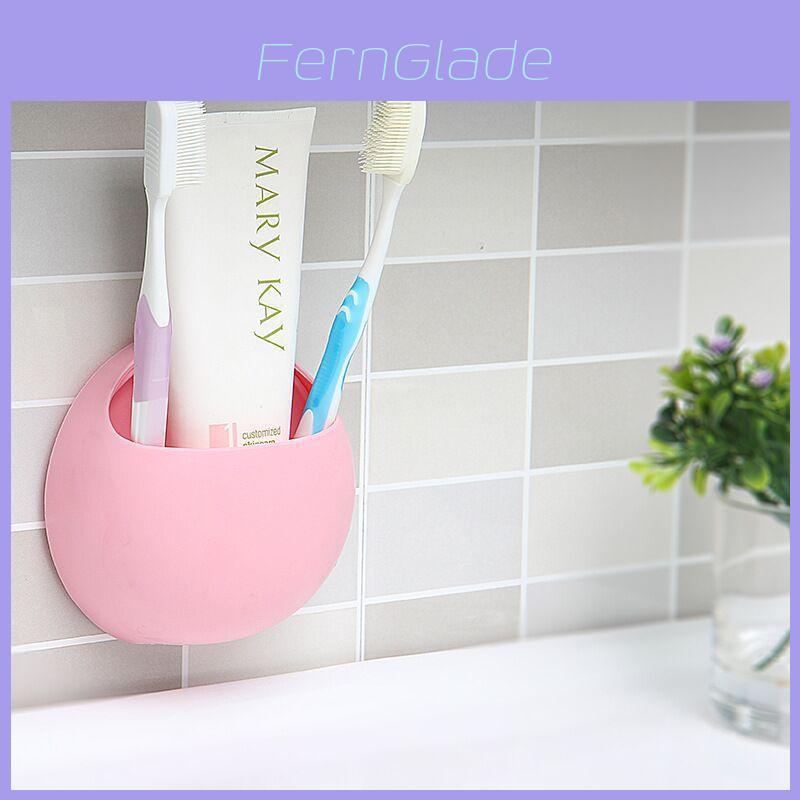 Elegant Home Bathroom Toothbrush Holder In Solid Colors With Wall Mount Suction Cup