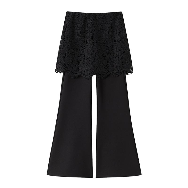Lace-Accent High-Waist Slim-Fit Micro-Flare Pants for Women - 2026 Spring Fashion