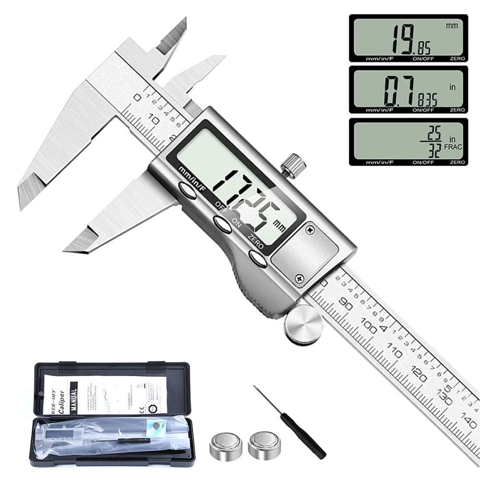 Stainless Steel Vernier Caliper Digital Micrometer with Large LCD Screen,Auto-Off Feature, Inch/Metric Conversion Measuring Tool