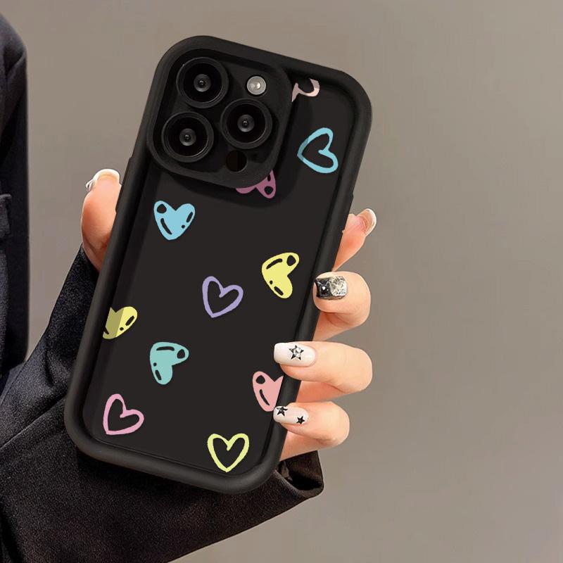 Cute Heart Pattern Phone Case For iPhone 17 Air 16 e 15 14 13 12 11 Pro Max Plus Mini SE 2020 2022 Soft Back Cover