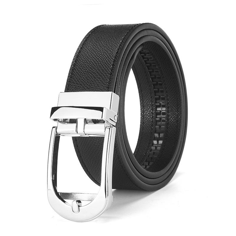 Curea din piele, curea simplă casual din piele de vacă cu cataramă automată din aliaj, curea pentru bărbați