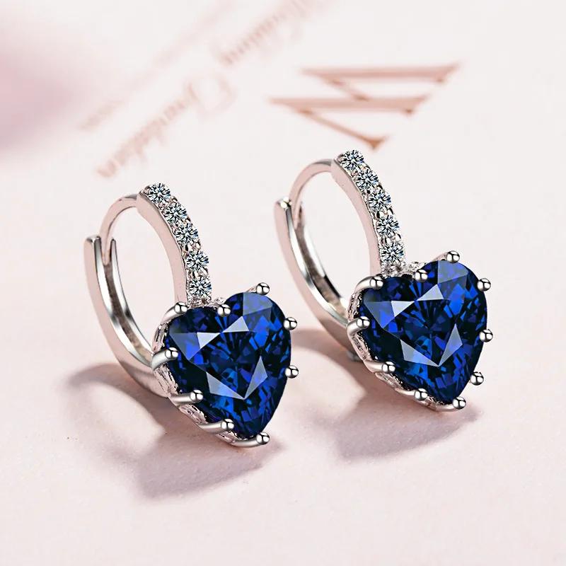 Luxury Heart Shape Stud Earrring AAA Cz Sterling Silver Bijou Statement Wedding Stud Earrings for Women Bridal Party