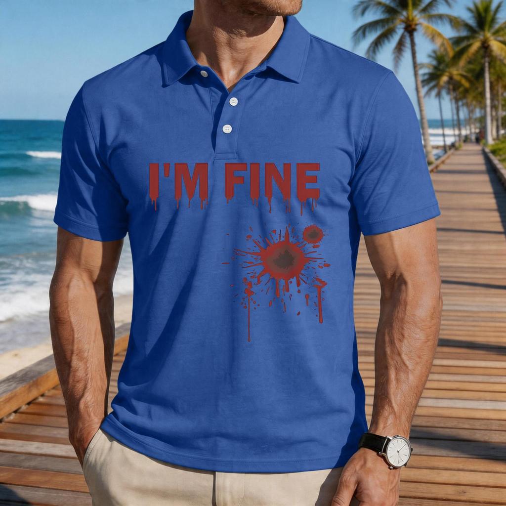 Men's Casual Short Sleeve Polo Shirt Loose Fit Halloween Graphic Print Lightweight Comfortable Top for Everyday Wear