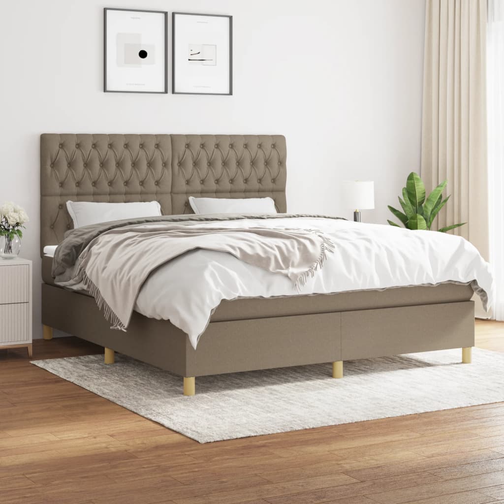 Vidaxl Letto Continentale Con Materasso, Taupe, Tessuto, 180X200 Cm